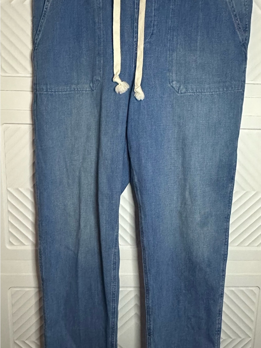 GAP Light Blue Women's Straight-Leg Denim Pants with Drawstring